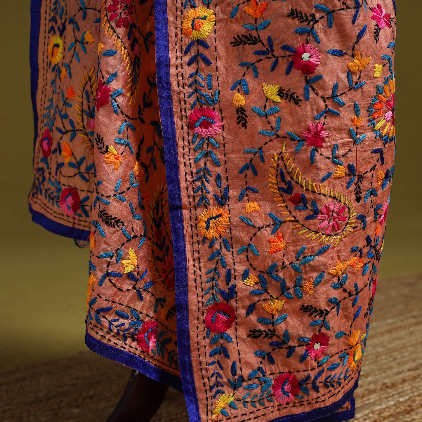 Ranihati chapa work chanderi silk hand embroidery dupatta