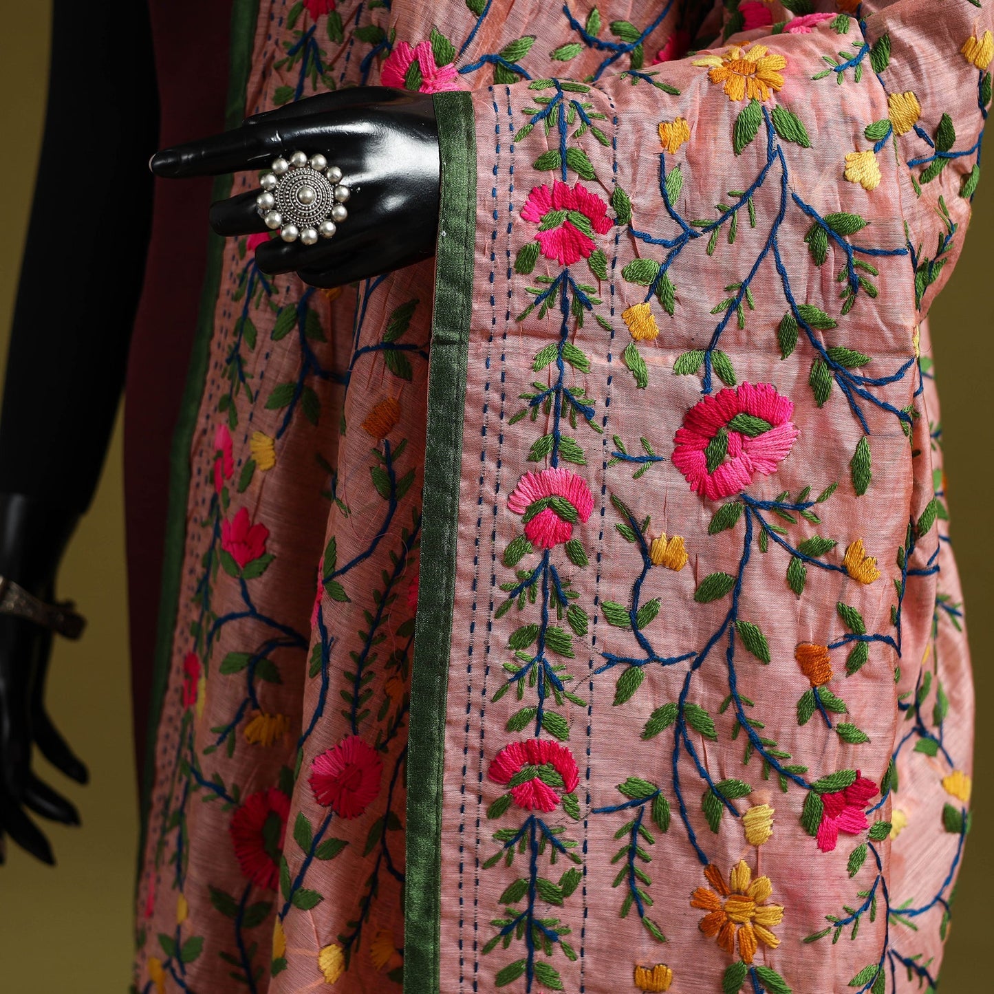 Ranihati chapa work chanderi silk hand embroidery dupatta