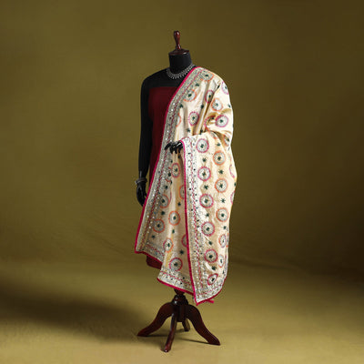 Ranihati chapa work chanderi silk hand embroidery dupatta