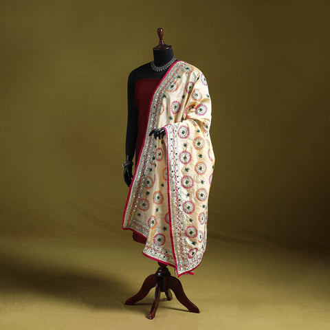 Ranihati chapa work chanderi silk hand embroidery dupatta