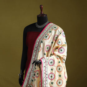 Ranihati chapa work chanderi silk hand embroidery dupatta