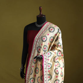 Ranihati chapa work chanderi silk hand embroidery dupatta