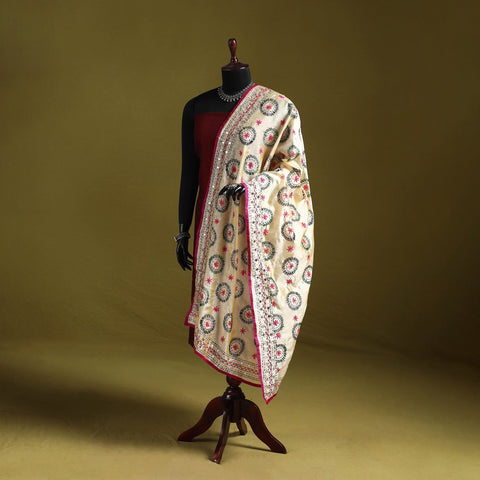 Ranihati chapa work chanderi silk hand embroidery dupatta