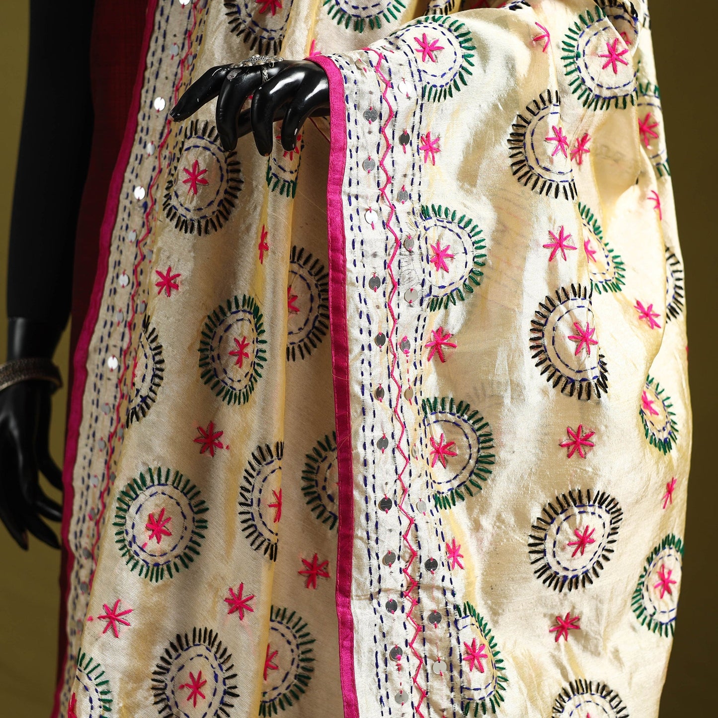 Ranihati chapa work chanderi silk hand embroidery dupatta