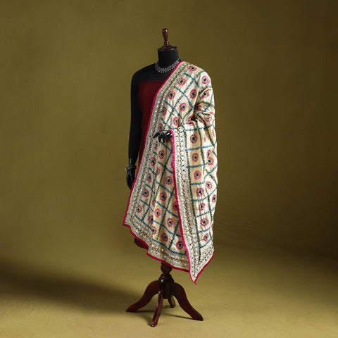 Ranihati chapa work chanderi silk hand embroidery dupatta
