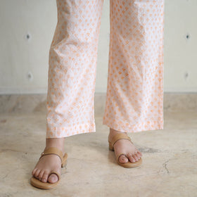 Peach - sanganeri cotton kurta suit set 11 - handcrafted
