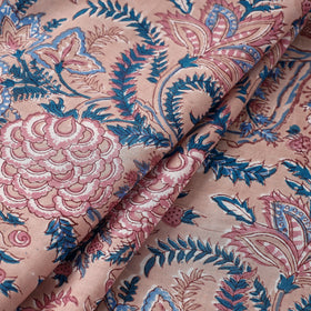 Peach - sanganeri printed cotton fabric - handcrafted