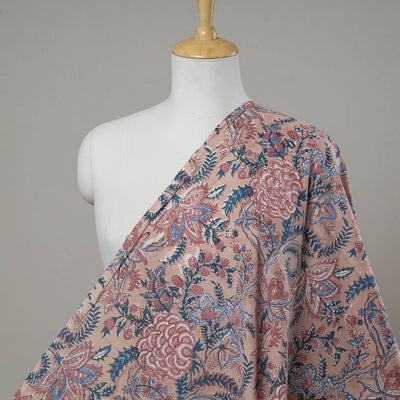 Peach - sanganeri printed cotton fabric - handcrafted