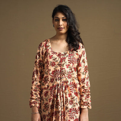 Buy Sanganeri Block Printed Cotton Flared Dress Online at iTokri.com