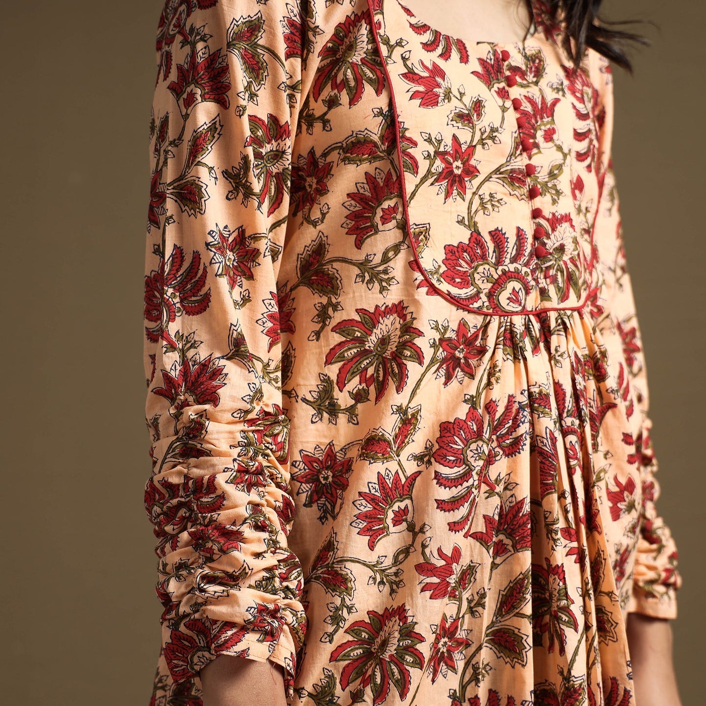 Buy Sanganeri Block Printed Cotton Flared Dress Online at iTokri.com