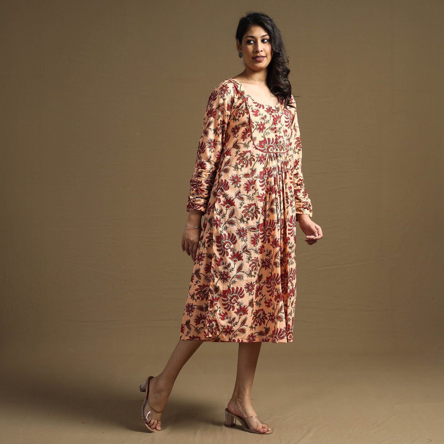 Buy Sanganeri Block Printed Cotton Flared Dress Online at iTokri.com