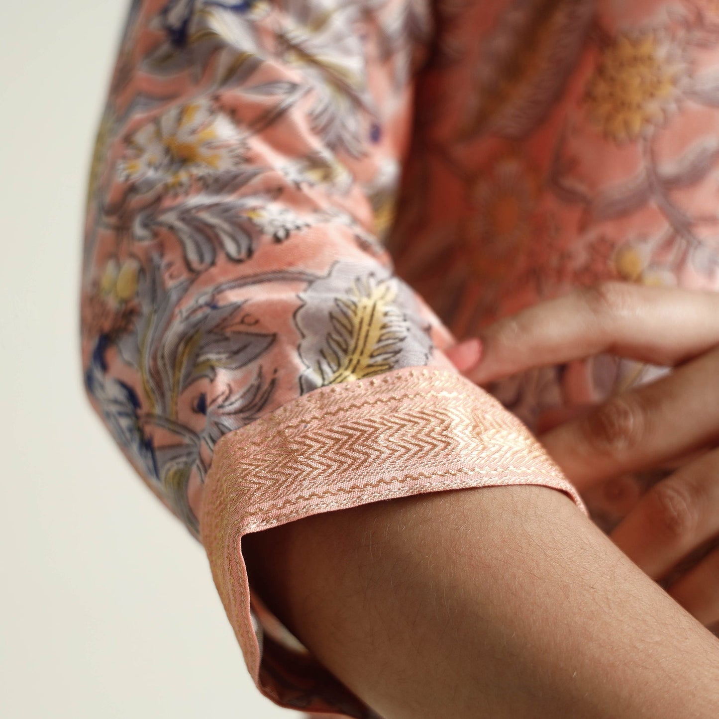  Sanganeri Block Printed Maheshwari Silk Kurta with Palazzo & Dupatta Set Online at iTokri.com