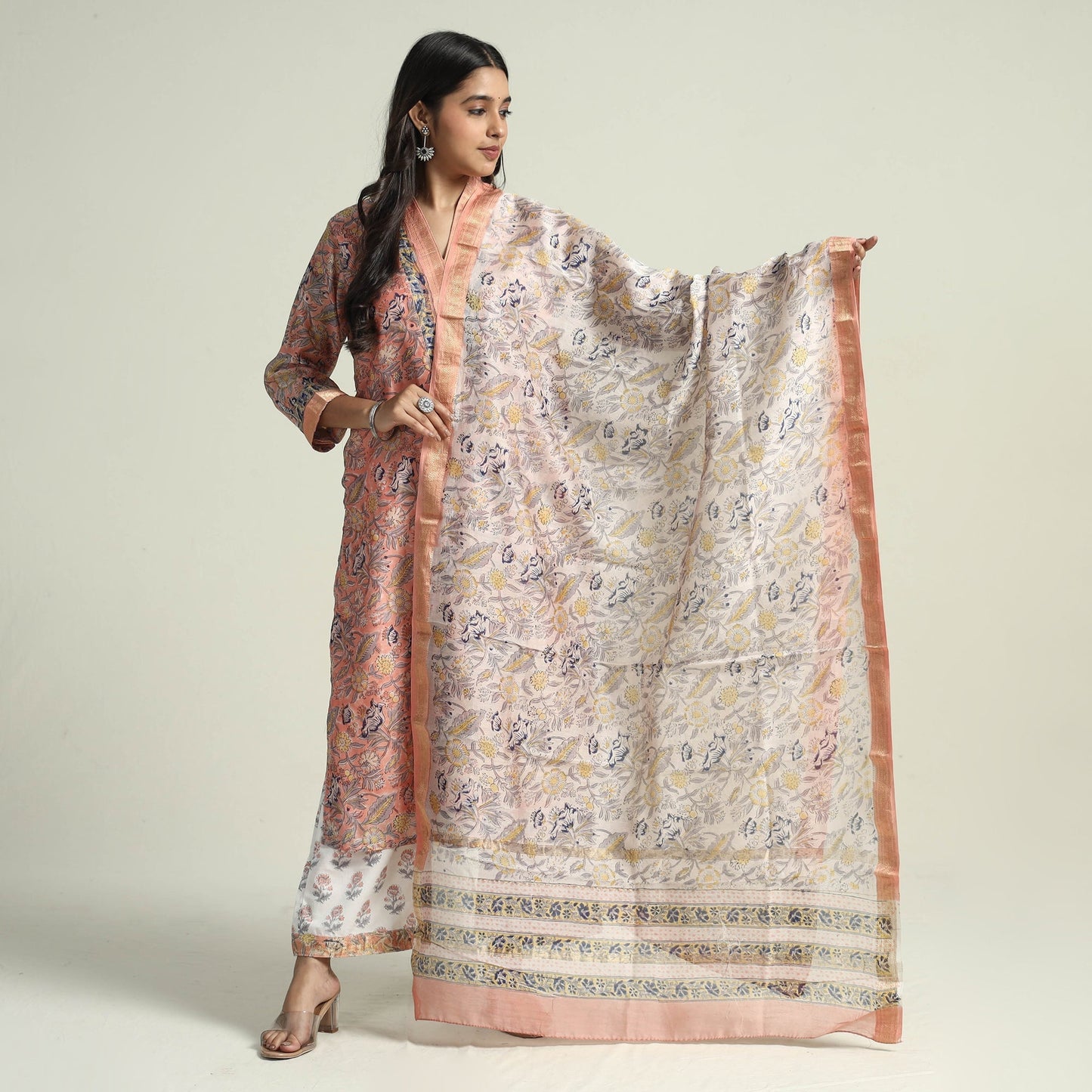 Sanganeri Kurta with Palazzo & Dupatta Set