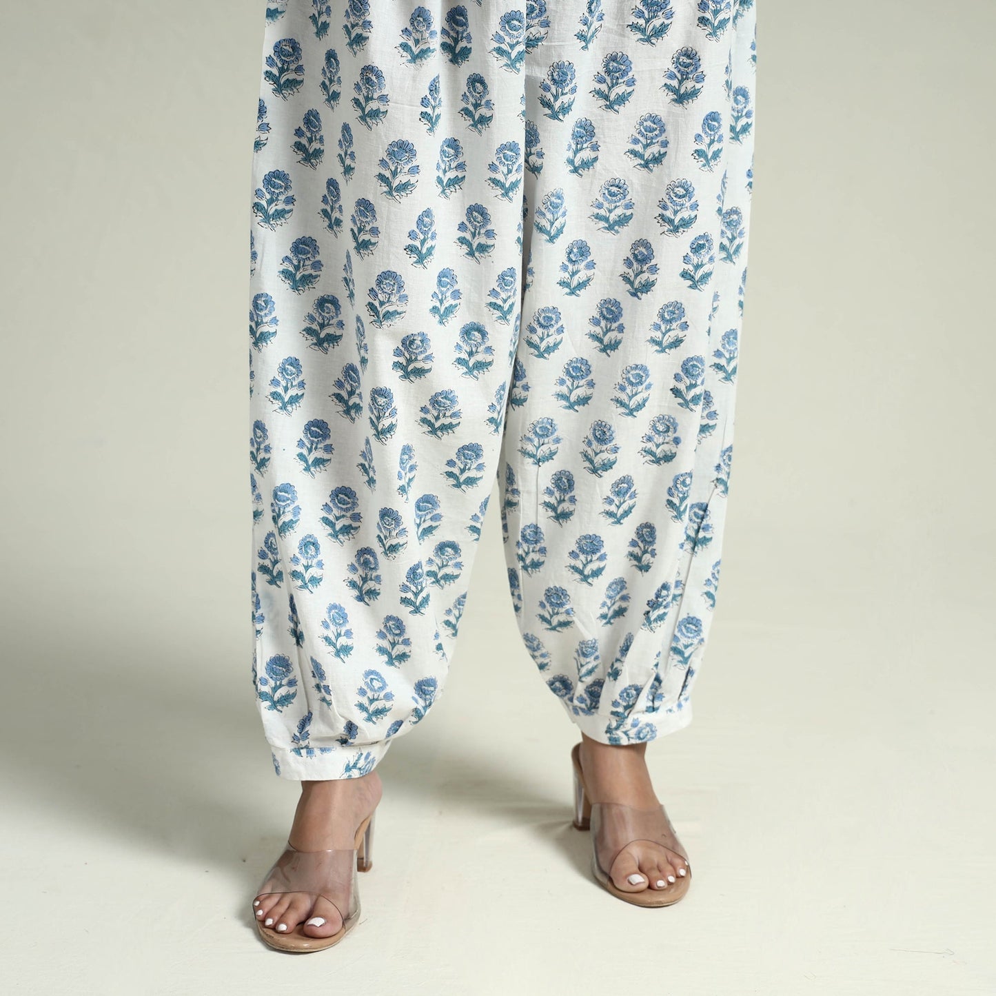 Peach - Sanganeri Block Printed Maheshwari Silk Kurta with Palazzo & Dupatta Set