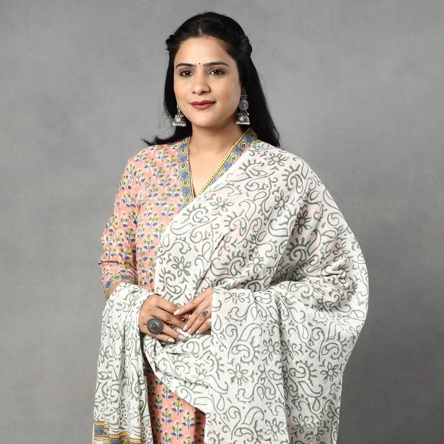 Sanganeri Kurta with Palazzo & Dupatta Set
