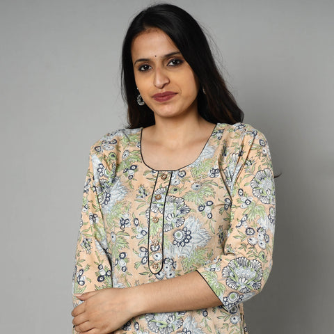  Sanganeri Block Printing Cotton Long Kurta Online 