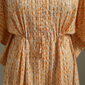 Peach Sanganeri Block Print Cotton Kaftan (Medium) 
