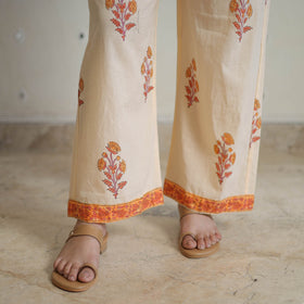 Peach - sanganeri cotton kurta suit set 01 - handcrafted