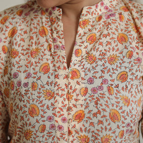 Peach - sanganeri cotton kurta suit set 01 - handcrafted