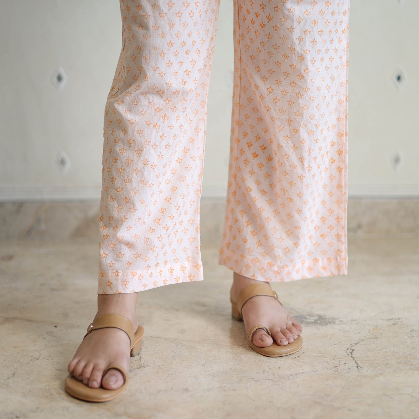 Peach - sanganeri cotton kurta suit set 11 - handcrafted