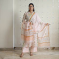 Peach - sanganeri cotton kurta suit set 11 - handcrafted