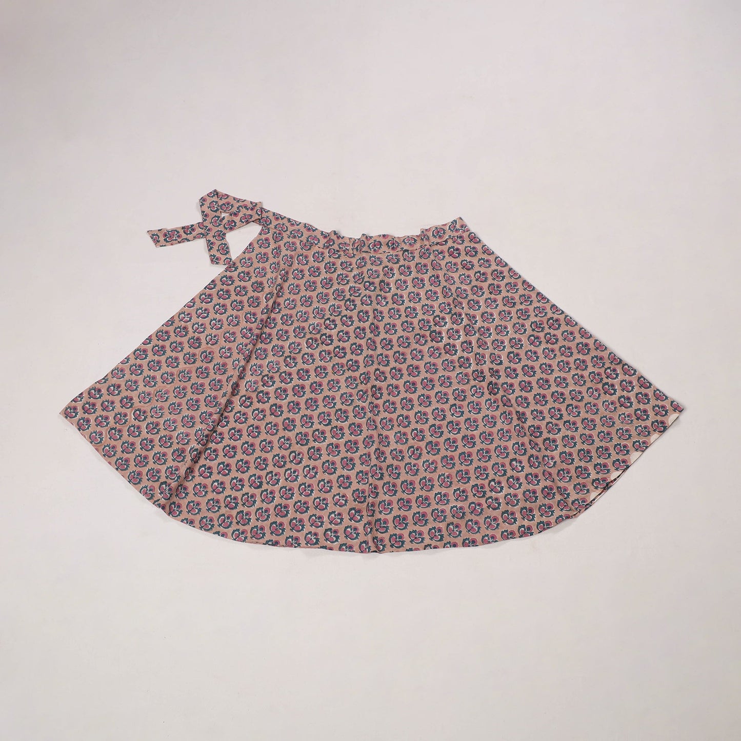 Peach - sanganeri cotton wrap around skirt 21 - handcrafted