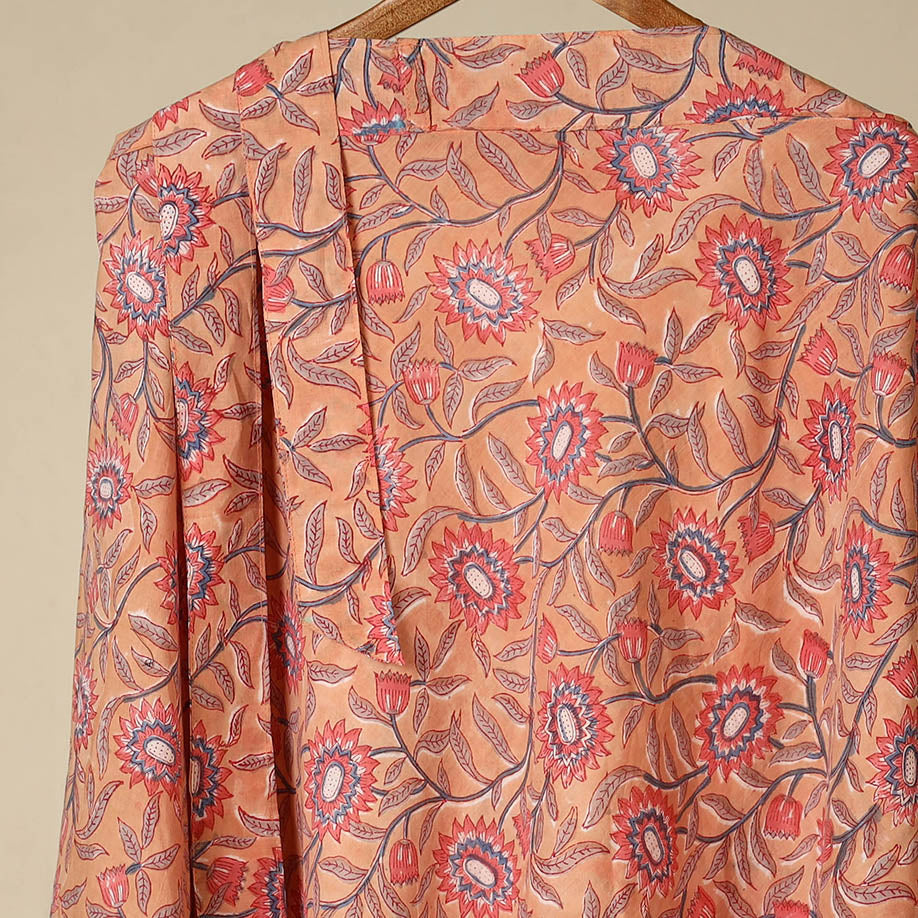 Peach - sanganeri cotton wrap around skirt 27 - handcrafted