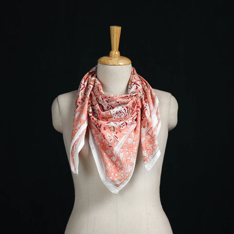 Sanganeri hand block print cotton scarf 18 - handcrafted