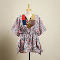Buy Peach Sanganeri Block Print Patchwork Cotton Kaftan