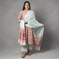  Sanganeri Block Printed Cotton Kurta with Palazzo & Dupatta Set Online at iTokri.com