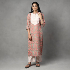 Buy Sanganeri Block Printed Cotton Kurta with Palazzo & Dupatta Set Online at iTokri.com