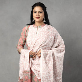 Buy Sanganeri Block Printed Cotton Kurta with Palazzo & Dupatta Set Online at iTokri.com