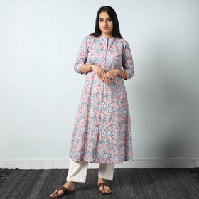 Buy Sanganeri Block Printed Cotton Long Kurta Online l iTokri.com