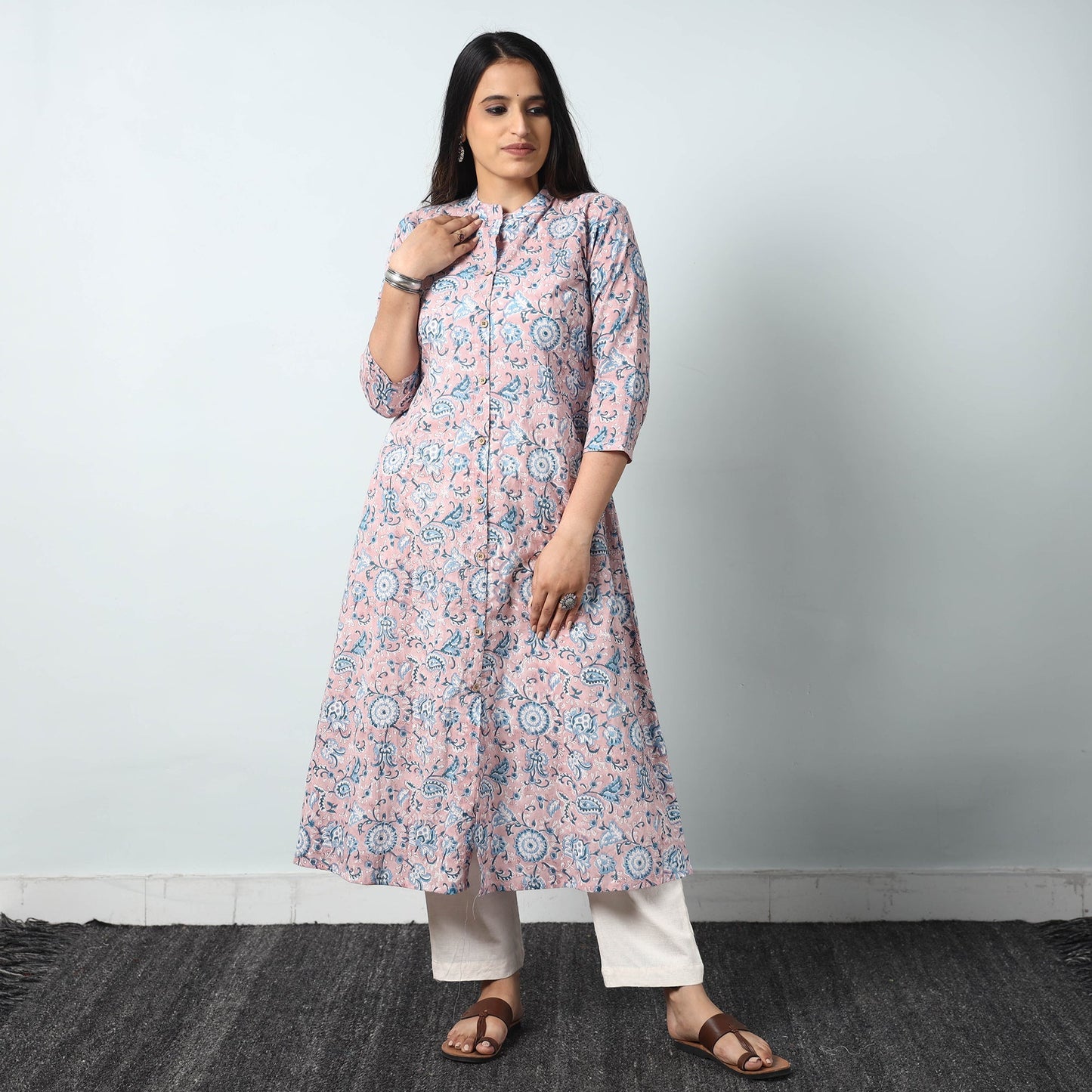Buy Sanganeri Block Printed Cotton Long Kurta Online l iTokri.com