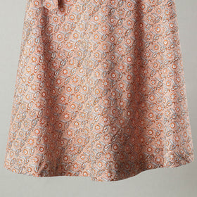 Peach Sanganeri Block Printed Cotton Wrap Around Skirt 