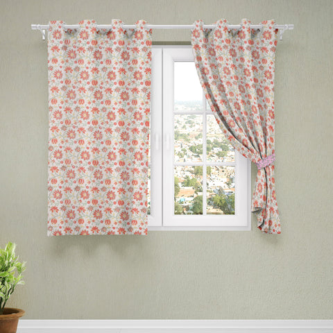 Peach - sanganeri pure cotton fabric window curtain (60 x