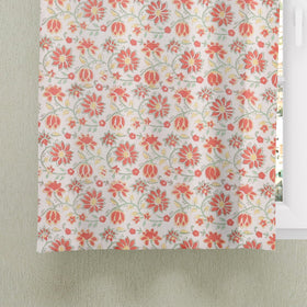Peach - sanganeri pure cotton fabric window curtain (60 x