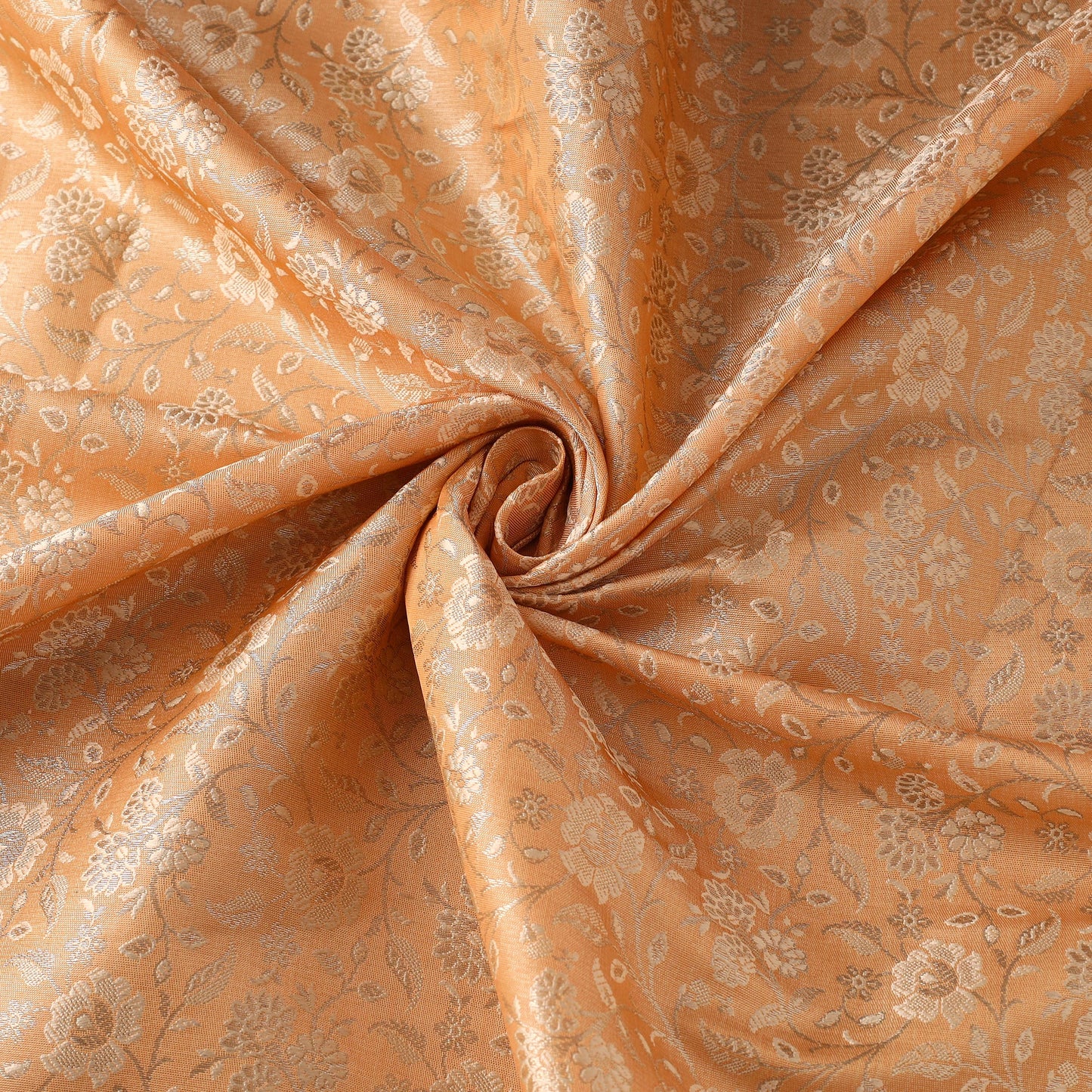 Peach Semi Silk Brocade Banarasi Fabric