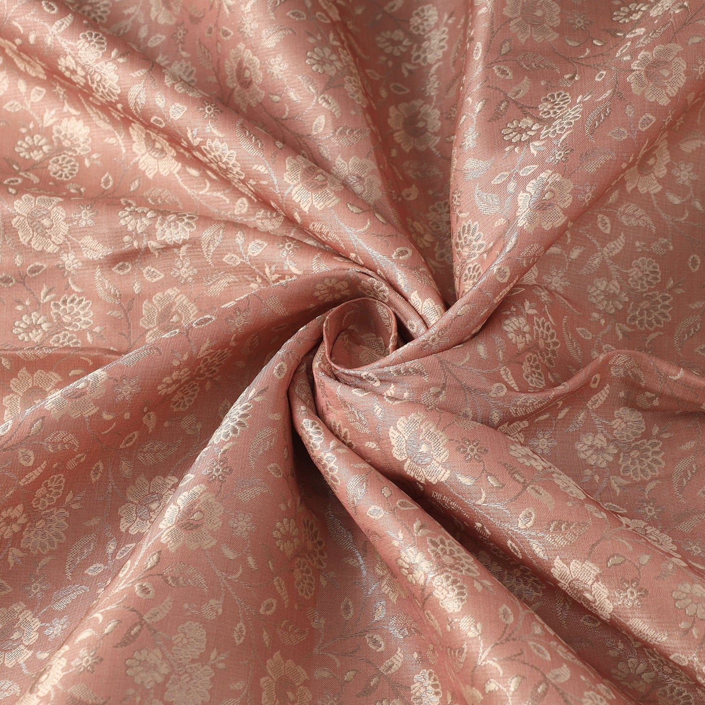 Peach Semi Silk Brocade Banarasi Fabric