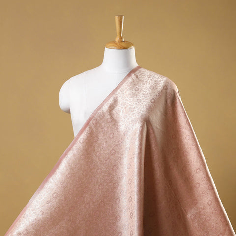 Peach Semi Silk Brocade Banarasi Fabric