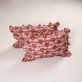 Peach - set of 2 bagru cotton frill pillow covers 39