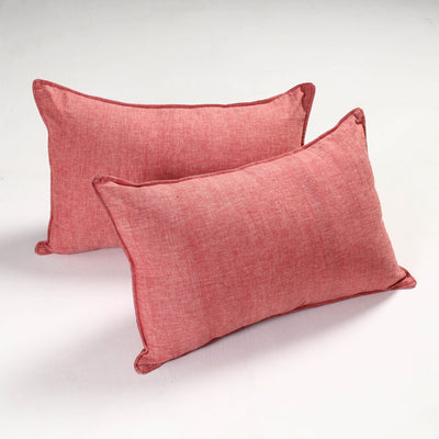 Peach - Set of 2 - Fine Cotton Handloom Pillow Covers (26 x 17 in)
