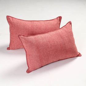 Peach - Set of 2 - Fine Cotton Handloom Pillow Covers (26 x 17 in)