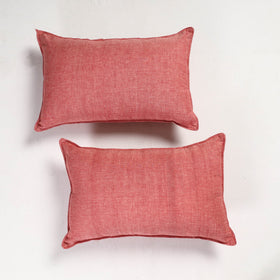 Peach - Set of 2 - Fine Cotton Handloom Pillow Covers (26 x 17 in)