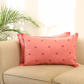 Buy Set of 2  Peach Jacquard Cotton Pillow Covers