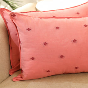 Buy Set of 2  Peach Jacquard Cotton Pillow Covers