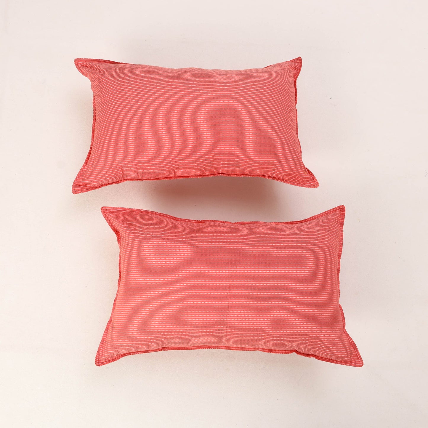 Peach - set of 2 kantha stitch cotton pillow covers 25