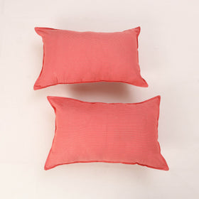 Peach - set of 2 kantha stitch cotton pillow covers 25