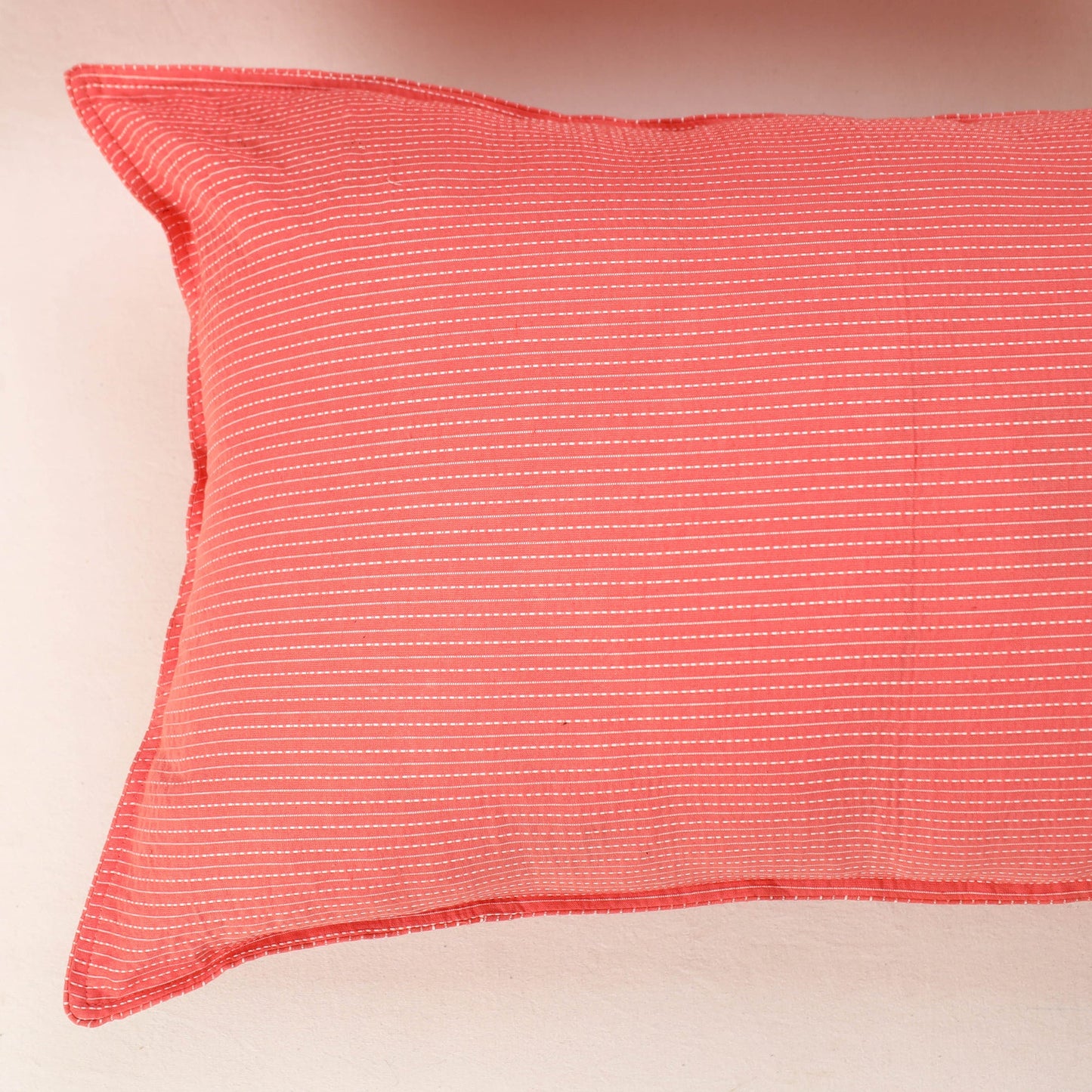 Peach - set of 2 kantha stitch cotton pillow covers 25