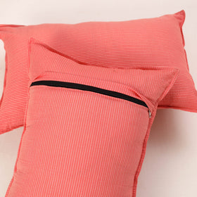 Peach - set of 2 kantha stitch cotton pillow covers 25